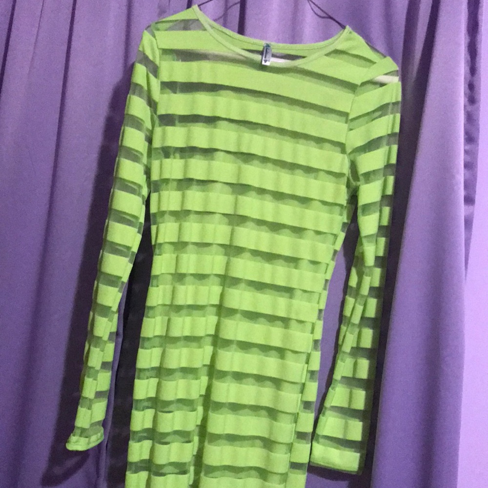 Neon green dress see through beach cover up